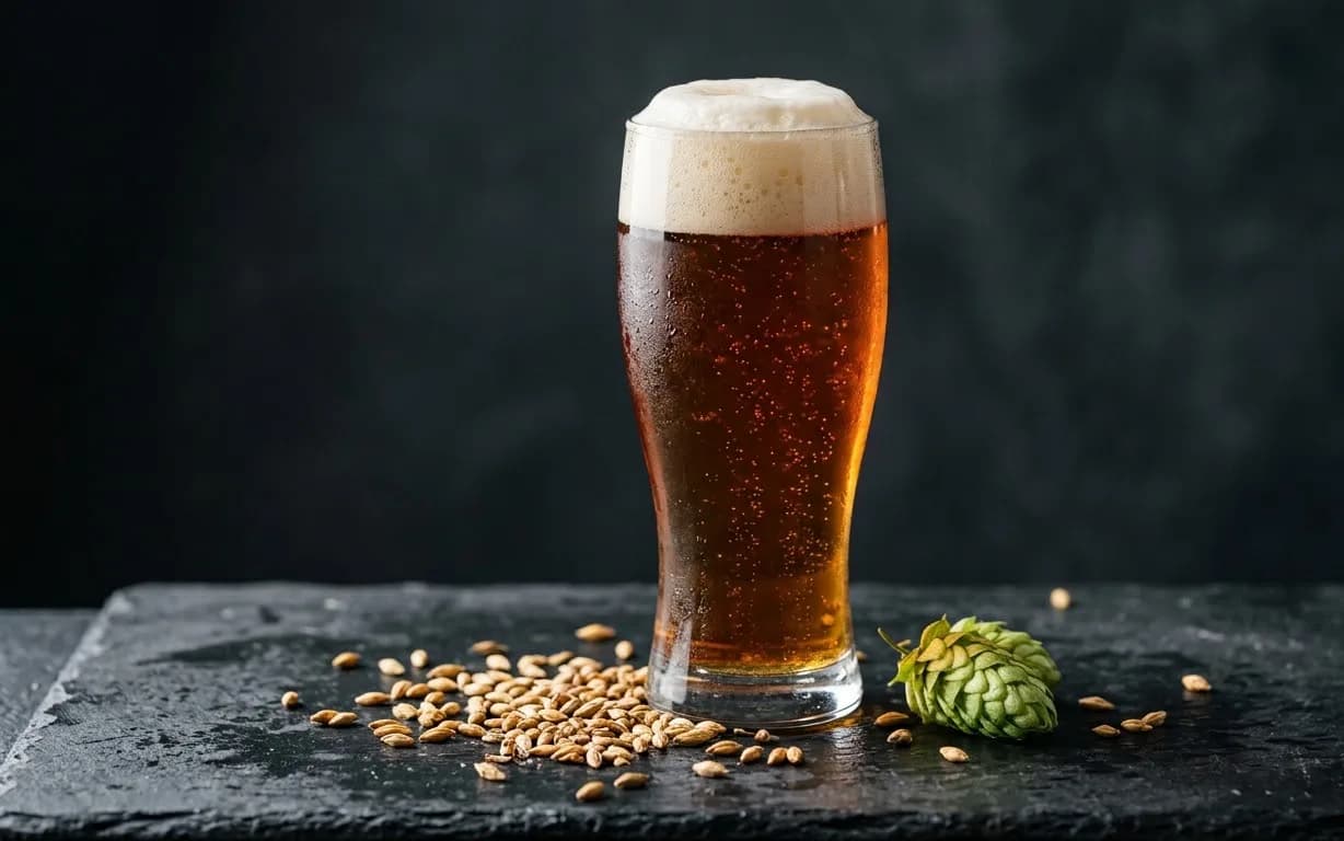 Malted drink with barley grains