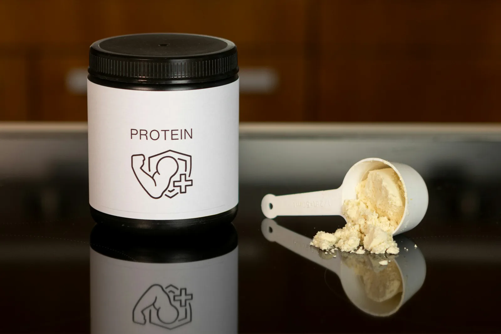 Protein supplement powder and shaker