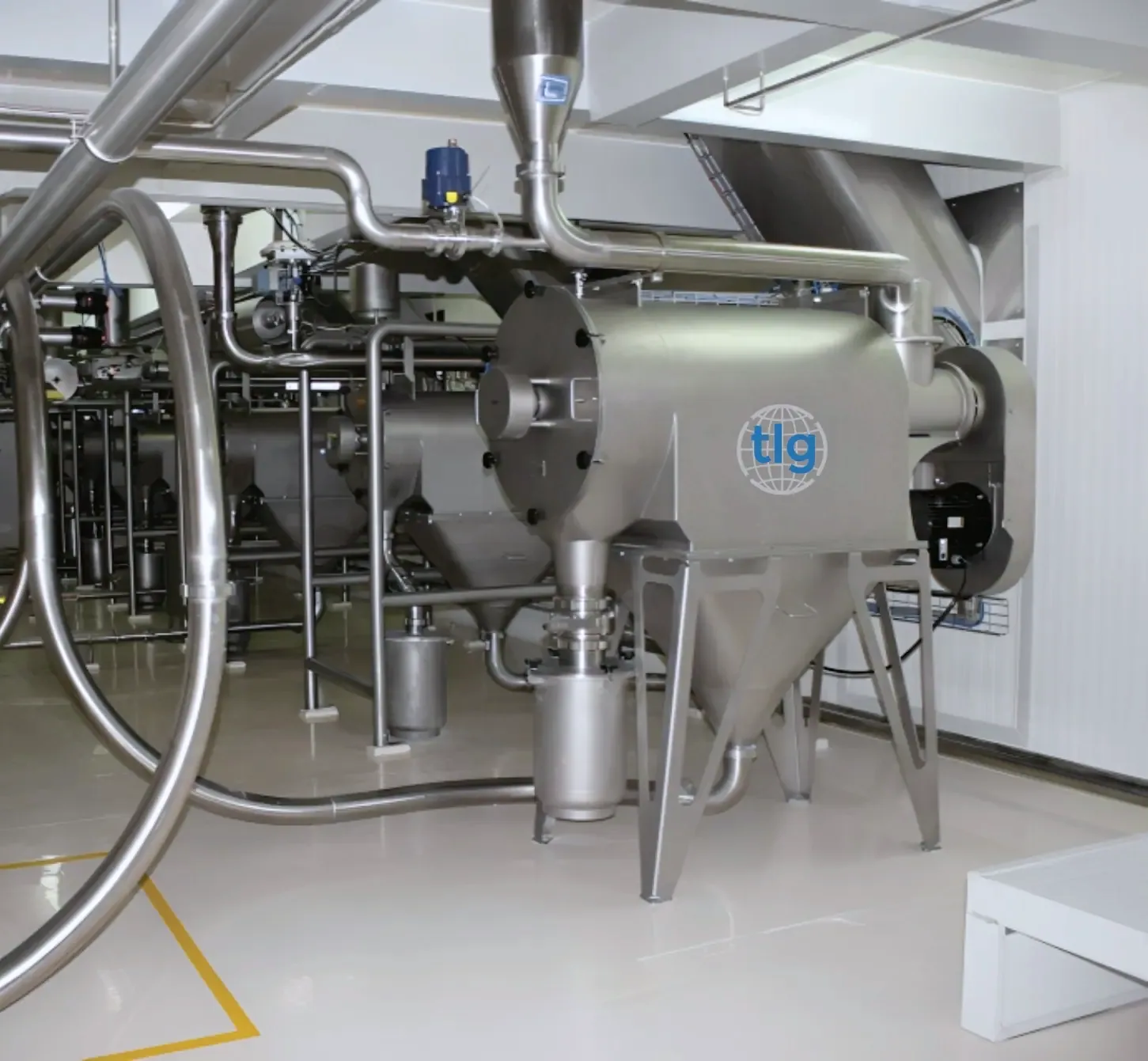 A TLG rotary sifter installed in-line on a powder processing plant